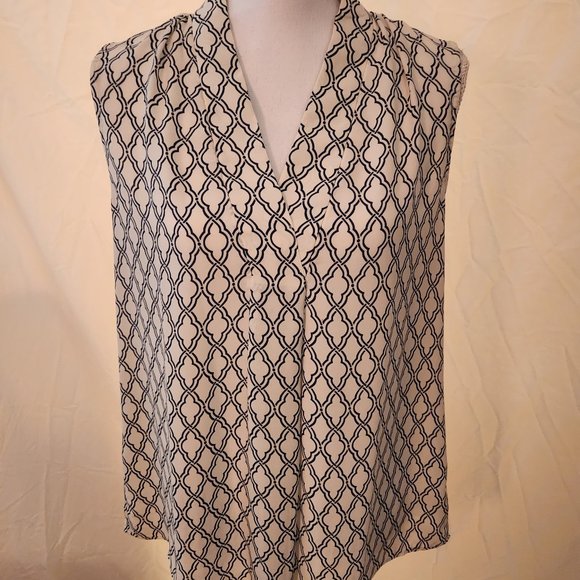 Talbots Navy & white geometric patterned pullover, size L - Picture 1 of 5
